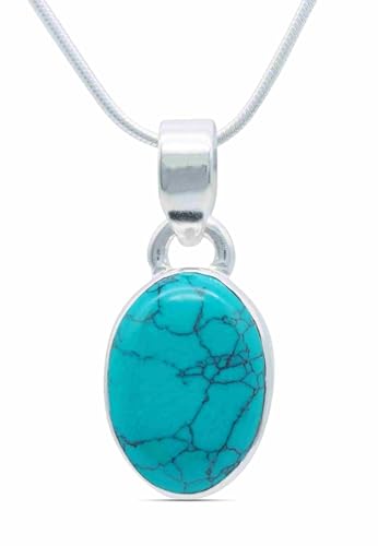 mantraroma echt Silberkette mit Türkis Edelstein Damen Kettenanhänger 925 Sterlingsilber Halskette Geschenk (AK3-081-15-50) von mantraroma