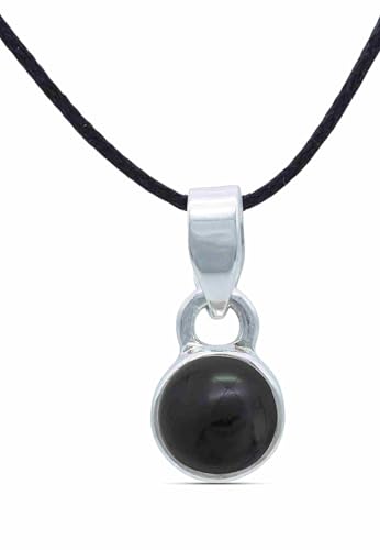 mantraroma Kettenanhänger 925 Silber Onyx schwarzer Stein Edelstein Kettenanhänger Damen Sterling Silber Halskette Anhänger Geschenk (MAH-097-03) von mantraroma
