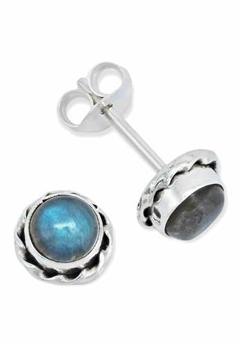 Ohrstecker 925 Silber Labradorit grün blauer Stein Edelstein Ohrringe echt Silber Damen Sterling Silber Stecker Geschenk(MOS-024-05) von mantraroma
