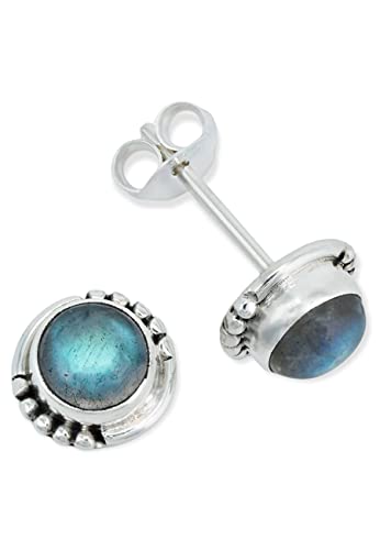 Ohrstecker 925 Silber Labradorit grün blauer Stein Edelstein Ohrringe echt Silber Damen Sterling Silber Stecker Geschenk(MOS-026-05) von mantraroma