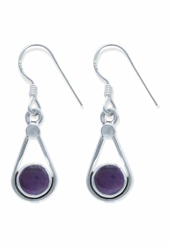 Ohrringe 925 Silber Amethyst lila Stein Edelstein Ohrhänger echt Silber Damen Sterling Silber Hänger Geschenk (MOH-152-01) von mantraroma