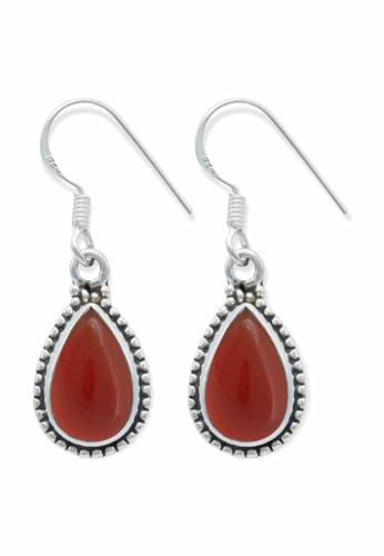 Ohrringe 925 Silber Karneol orange roter Stein Edelstein Ohrhänger echt Silber Damen Sterling Silber Hänger Geschenk (MOH-107-16) von mantraroma
