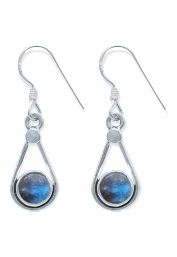 Ohrringe 925 Silber Labradorit grün blauer Stein Edelstein Ohrhänger echt Silber Damen Sterling Silber Hänger Geschenk (MOH-152-05) von mantraroma