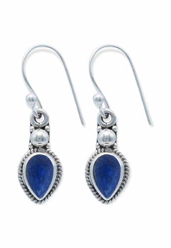 Ohrringe 925 Silber Lapis Lazuli blauer Stein Edelstein Ohrhänger echt Silber Damen Sterling Silber Hänger Geschenk (MOH-144-06) von mantraroma