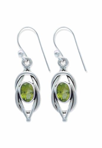 Ohrringe 925 Silber Peridot leuchtend grüner Stein Edelstein Ohrhänger echt Silber Damen Sterling Silber Hänger Geschenk (MOH-142-59) von mantraroma