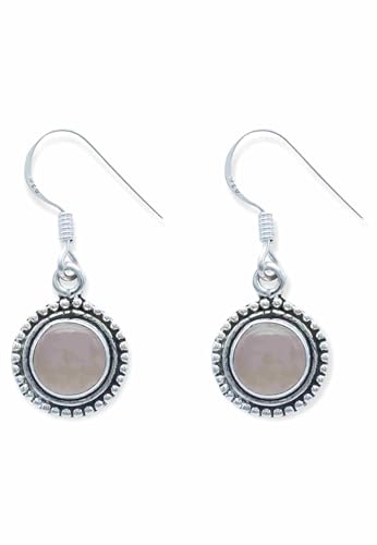 Ohrringe 925 Silber Rosenquarz rosa Stein Edelstein Ohrhänger echt Silber Damen Sterling Silber Hänger Geschenk (MOH-090-07) von mantraroma