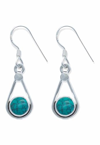 Ohrringe 925 Silber Türkis Edelstein Ohrhänger echt Silber Damen Sterling Silber Hänger Geschenk (MOH-152-15) von mantraroma