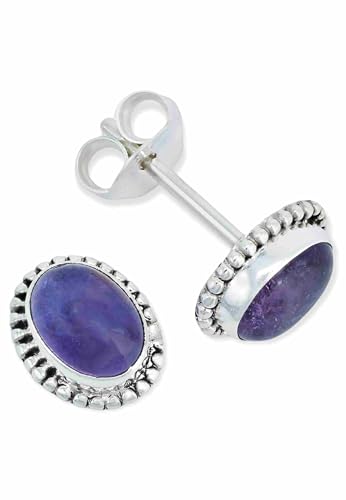 Ohrstecker 925 Silber Amethyst lila Stein Edelstein Ohrringe echt Silber Damen Sterling Silber Stecker Geschenk(MOS-017-01) von mantraroma