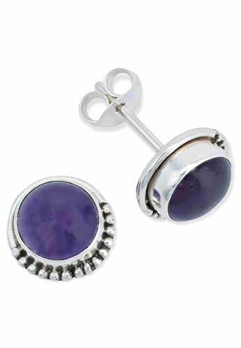 Ohrstecker 925 Silber Amethyst lila Stein Edelstein Ohrringe echt Silber Damen Sterling Silber Stecker Geschenk(MOS-018-01) von mantraroma