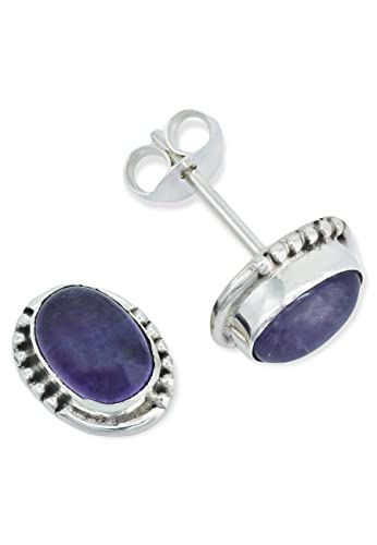 Ohrstecker 925 Silber Amethyst lila Stein Edelstein Ohrringe echt Silber Damen Sterling Silber Stecker Geschenk(MOS-020-01) von mantraroma