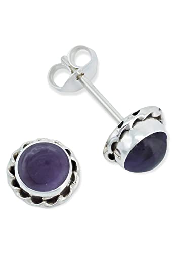 Ohrstecker 925 Silber Amethyst lila Stein Edelstein Ohrringe echt Silber Damen Sterling Silber Stecker Geschenk(MOS-024-01) von mantraroma