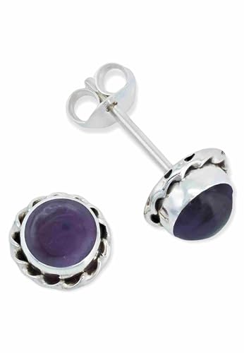 Ohrstecker 925 Silber Amethyst lila Stein Edelstein Ohrringe echt Silber Damen Sterling Silber Stecker Geschenk(MOS-024-01) von mantraroma