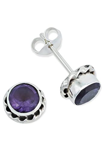 Ohrstecker 925 Silber Amethyst lila Stein Edelstein Ohrringe echt Silber Damen Sterling Silber Stecker Geschenk(MOS-024-51) von mantraroma