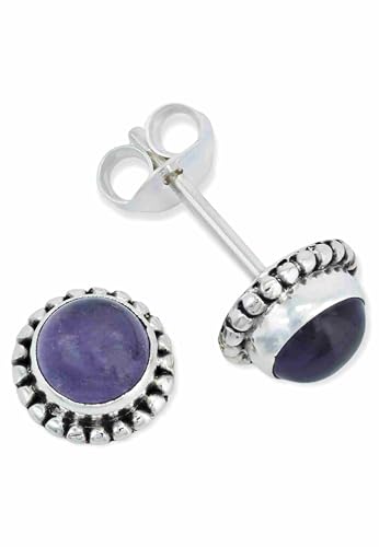 Ohrstecker 925 Silber Amethyst lila Stein Edelstein Ohrringe echt Silber Damen Sterling Silber Stecker Geschenk(MOS-025-01) von mantraroma