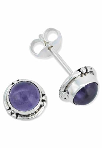Ohrstecker 925 Silber Amethyst lila Stein Edelstein Ohrringe echt Silber Damen Sterling Silber Stecker Geschenk(MOS-027-01) von mantraroma