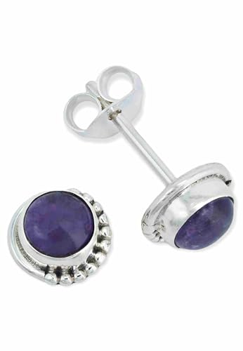 Ohrstecker 925 Silber Amethyst lila Stein Edelstein Ohrringe echt Silber Damen Sterling Silber Stecker Geschenk(MOS-028-01) von mantraroma