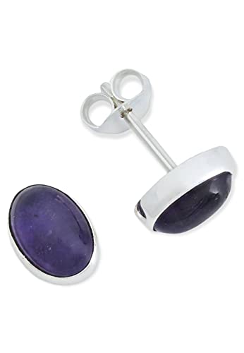 Ohrstecker 925 Silber Amethyst lila Stein Edelstein Ohrringe echt Silber Damen Sterling Silber Stecker Geschenk(MOS-040-01) von mantraroma