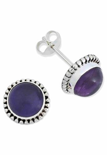 Ohrstecker 925 Silber Amethyst lila Stein Edelstein Ohrringe echt Silber Damen Sterling Silber Stecker Geschenk(MOS-041-01) von mantraroma