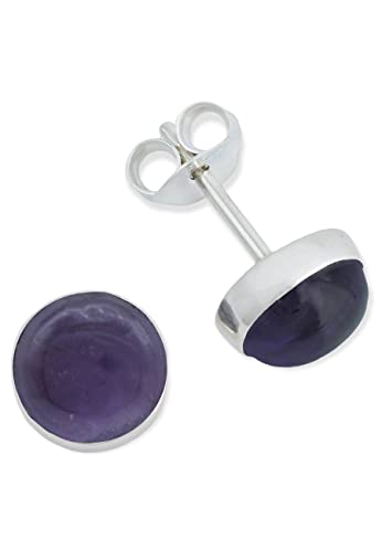 Ohrstecker 925 Silber Amethyst lila Stein Edelstein Ohrringe echt Silber Damen Sterling Silber Stecker Geschenk(MOS-042-01) von mantraroma