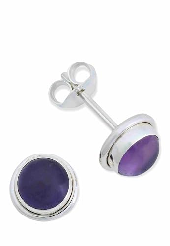 Ohrstecker 925 Silber Amethyst lila Stein Edelstein Ohrringe echt Silber Damen Sterling Silber Stecker Geschenk(MOS-048-01) von mantraroma