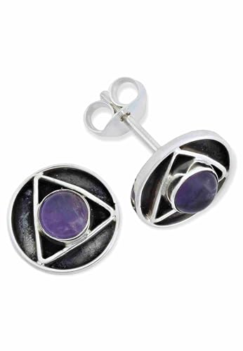 Ohrstecker 925 Silber Amethyst lila Stein Edelstein Ohrringe echt Silber Damen Sterling Silber Stecker Geschenk(MOS-053-01) von mantraroma