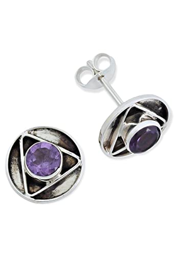 Ohrstecker 925 Silber Amethyst lila Stein Edelstein Ohrringe echt Silber Damen Sterling Silber Stecker Geschenk(MOS-053-51) von mantraroma