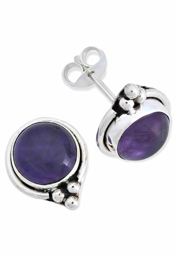 Ohrstecker 925 Silber Amethyst lila Stein Edelstein Ohrringe echt Silber Damen Sterling Silber Stecker Geschenk(MOS-065-01) von mantraroma