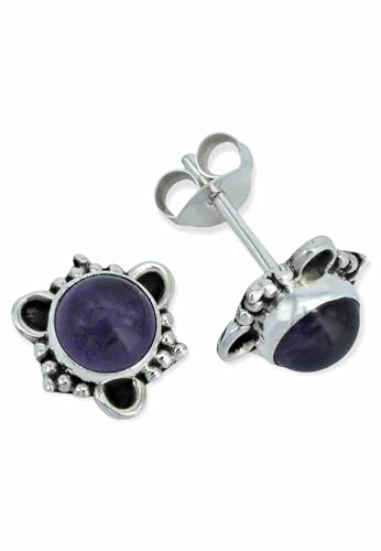 Ohrstecker 925 Silber Amethyst lila Stein Edelstein Ohrringe echt Silber Damen Sterling Silber Stecker Geschenk(MOS-083-01) von mantraroma