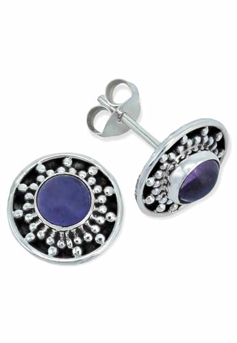 Ohrstecker 925 Silber Amethyst lila Stein Edelstein Ohrringe echt Silber Damen Sterling Silber Stecker Geschenk(MOS-084-01) von mantraroma