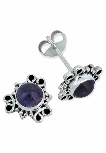 Ohrstecker 925 Silber Amethyst lila Stein Edelstein Ohrringe echt Silber Damen Sterling Silber Stecker Geschenk(MOS-091-01) von mantraroma