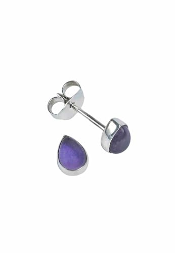 Ohrstecker 925 Silber Amethyst lila Stein Edelstein Ohrringe echt Silber Damen Sterling Silber Stecker Geschenk (MOS-101-01) von mantraroma