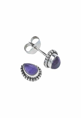 Ohrstecker 925 Silber Amethyst lila Stein Edelstein Ohrringe echt Silber Damen Sterling Silber Stecker Geschenk (MOS-102-01) von mantraroma