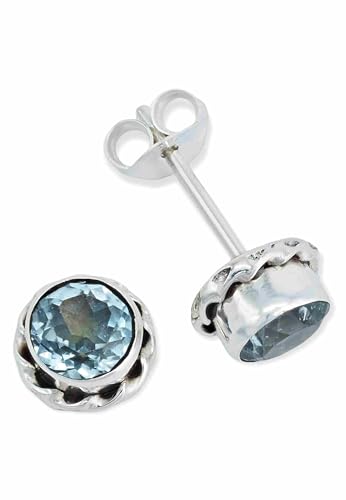 Ohrstecker 925 Silber Blau Topas hellblauer Stein Edelstein Ohrringe echt Silber Damen Sterling Silber Stecker Geschenk(MOS-024-62) von mantraroma