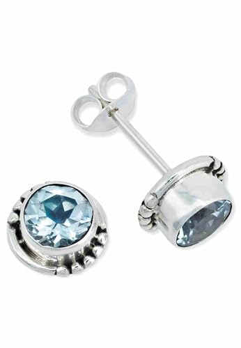 Ohrstecker 925 Silber Blau Topas hellblauer Stein Edelstein Ohrringe echt Silber Damen Sterling Silber Stecker Geschenk(MOS-026-62) von mantraroma