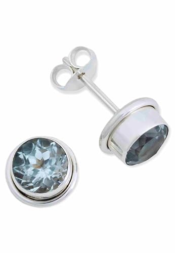 Ohrstecker 925 Silber Blau Topas hellblauer Stein Edelstein Ohrringe echt Silber Damen Sterling Silber Stecker Geschenk(MOS-048-62) von mantraroma