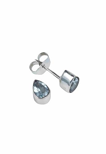Ohrstecker 925 Silber Blau Topas hellblauer Stein Edelstein Ohrringe echt Silber Damen Sterling Silber Stecker Geschenk (MOS-101-62) von mantraroma