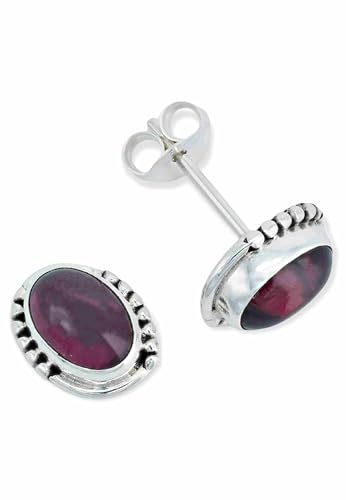 Ohrstecker 925 Silber Granat roter Stein Edelstein Ohrringe echt Silber Damen Sterling Silber Stecker Geschenk(MOS-020-02) von mantraroma