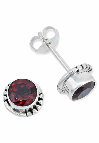 Ohrstecker 925 Silber Granat roter Stein Edelstein Ohrringe echt Silber Damen Sterling Silber Stecker Geschenk(MOS-026-52) von mantraroma
