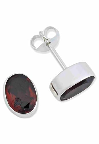 Ohrstecker 925 Silber Granat roter Stein Edelstein Ohrringe echt Silber Damen Sterling Silber Stecker Geschenk(MOS-040-52) von mantraroma