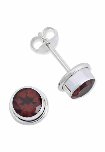 Ohrstecker 925 Silber Granat roter Stein Edelstein Ohrringe echt Silber Damen Sterling Silber Stecker Geschenk(MOS-048-52) von mantraroma