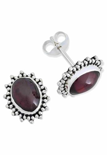 Ohrstecker 925 Silber Granat roter Stein Edelstein Ohrringe echt Silber Damen Sterling Silber Stecker Geschenk(MOS-054-02) von mantraroma