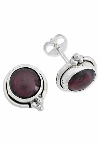 Ohrstecker 925 Silber Granat roter Stein Edelstein Ohrringe echt Silber Damen Sterling Silber Stecker Geschenk(MOS-065-02) von mantraroma