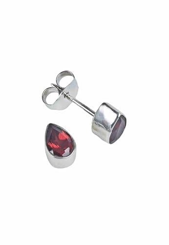 Ohrstecker 925 Silber Granat roter Stein Edelstein Ohrringe echt Silber Damen Sterling Silber Stecker Geschenk (MOS-101-52) von mantraroma