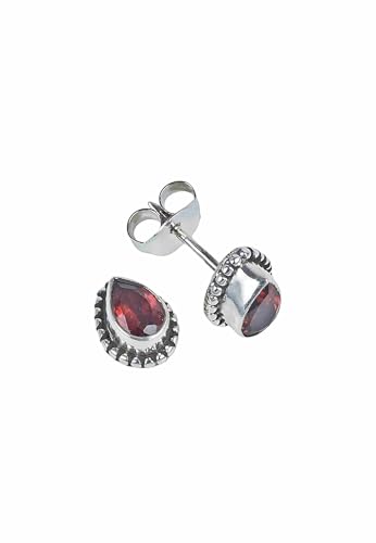 Ohrstecker 925 Silber Granat roter Stein Edelstein Ohrringe echt Silber Damen Sterling Silber Stecker Geschenk (MOS-102-52) von mantraroma