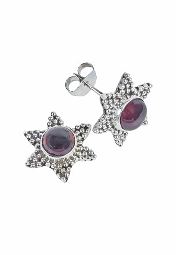 Ohrstecker 925 Silber Granat roter Stein Edelstein Ohrringe echt Silber Damen Sterling Silber Stecker Geschenk (MOS-104-02) von mantraroma