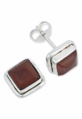 Ohrstecker 925 Silber Karneol orange roter Stein Edelstein Ohrringe echt Silber Damen Sterling Silber Stecker Geschenk(MOS-022-16) von mantraroma