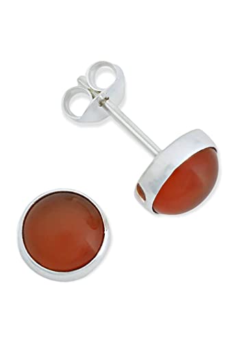 Ohrstecker 925 Silber Karneol orange roter Stein Edelstein Ohrringe echt Silber Damen Sterling Silber Stecker Geschenk(MOS-042-16) von mantraroma