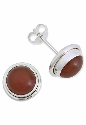 Ohrstecker 925 Silber Karneol orange roter Stein Edelstein Ohrringe echt Silber Damen Sterling Silber Stecker Geschenk(MOS-043-16) von mantraroma