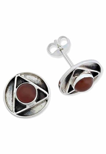 Ohrstecker 925 Silber Karneol orange roter Stein Edelstein Ohrringe echt Silber Damen Sterling Silber Stecker Geschenk(MOS-053-16) von mantraroma