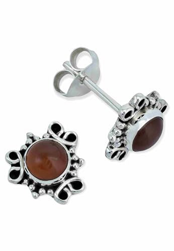 Ohrstecker 925 Silber Karneol orange roter Stein Edelstein Ohrringe echt Silber Damen Sterling Silber Stecker Geschenk(MOS-091-16) von mantraroma